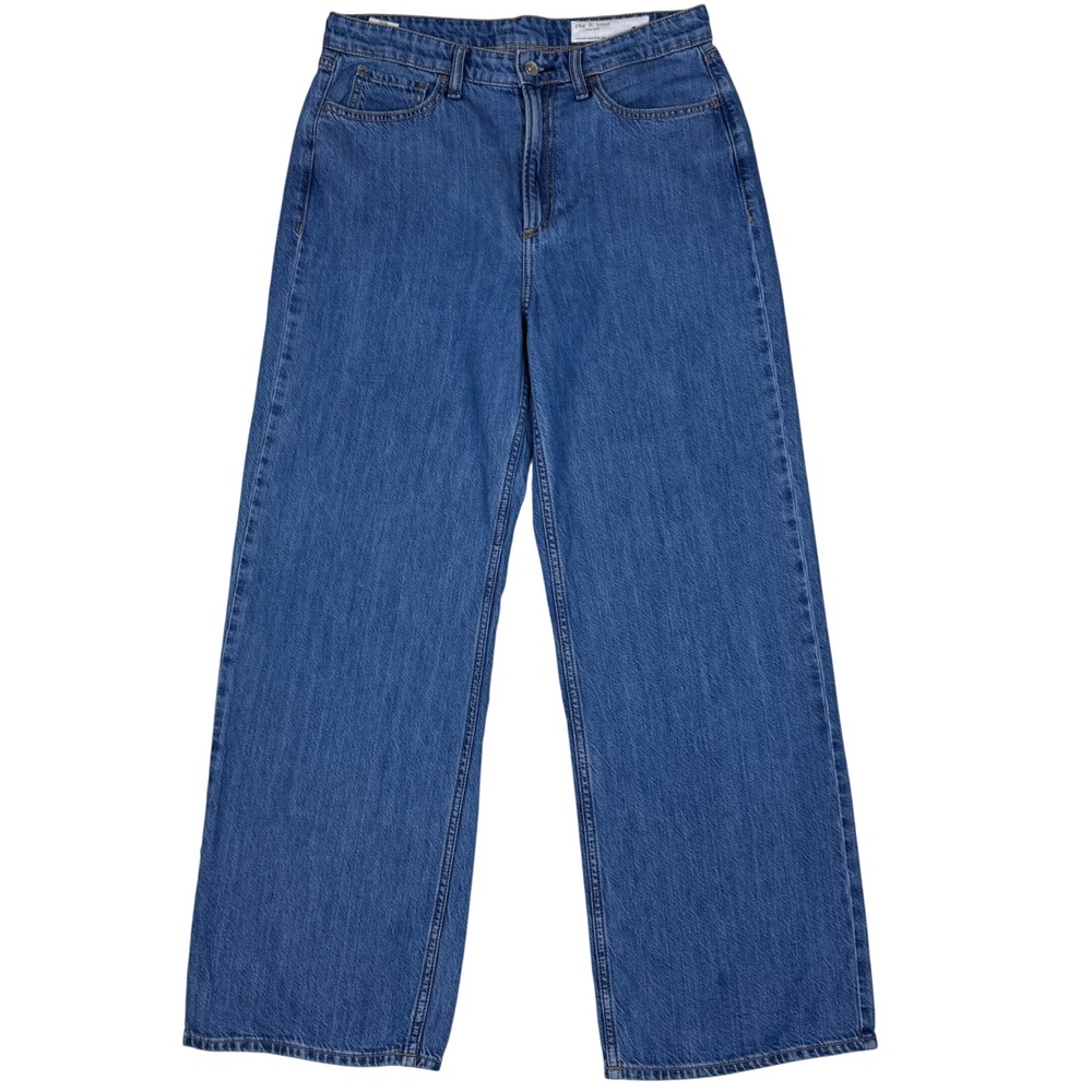 Rag & Bone Lori Mid-Rise Wide Leg Jeans Medium Wash Women 28 (31x29) Casual Chic